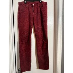 Lucky Brand Legend Charlie Womens Skinny Jeans 29 Red Animal Print